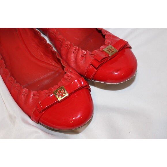 Tory Burch Romy Leather Ballet Flats Red SZ 8 - Picture 2 of 6